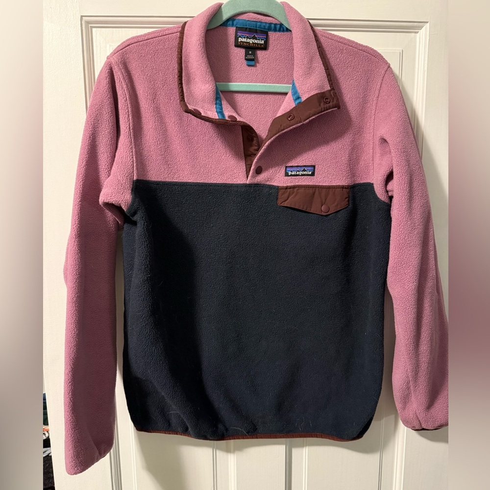 Patagonia Pink and Brown Synchilla Fleece